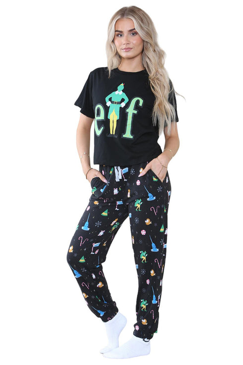 Womens Elf Christmas Printed Pyjamas Set
